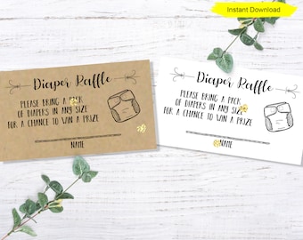 Diaper Raffle Invitation Insert - INSTANT DOWNLOAD - printable digital baby shower Invitation Insert