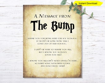 Halloween A Message From The Bump - INSTANT DOWNLOAD - baby shower party printable digital guest book harry thank you wizard magical