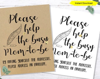 Addressee Sign - INSTANT DOWNLOAD - printable digital baby shower sign help the mom to be envelope craft party guest book thank you Kraft
