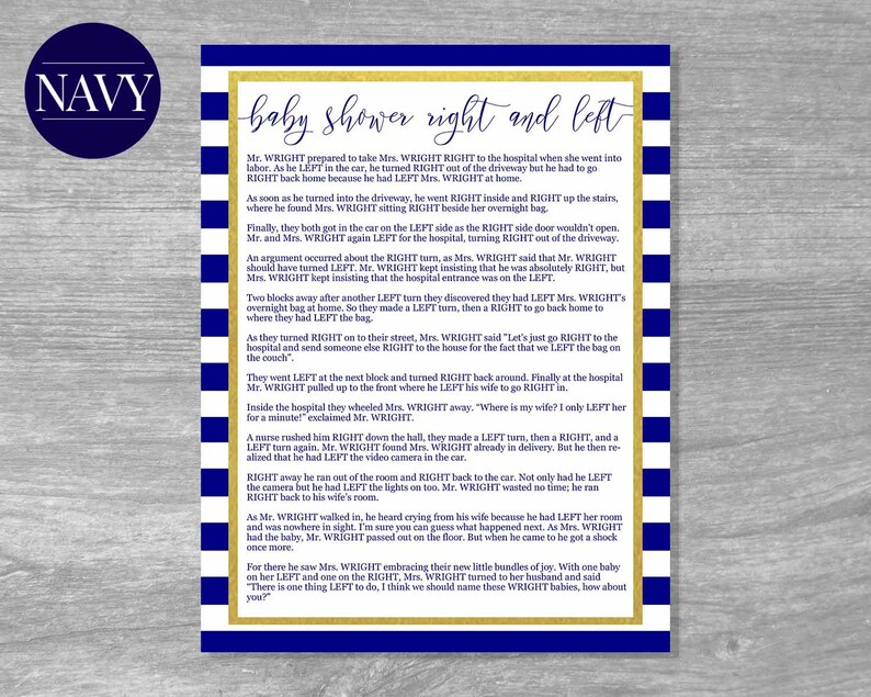 Nautical Right and Left Game INSTANT DOWNLOAD Printable Etsy