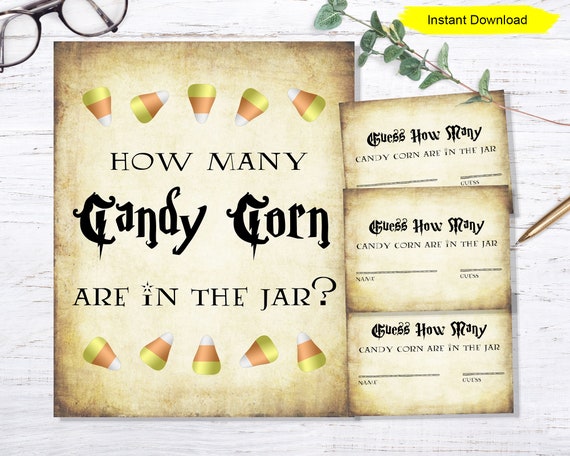 Halloween Guess How Candy Corn In The Jar Sign INSTANT DOWNLOAD 
