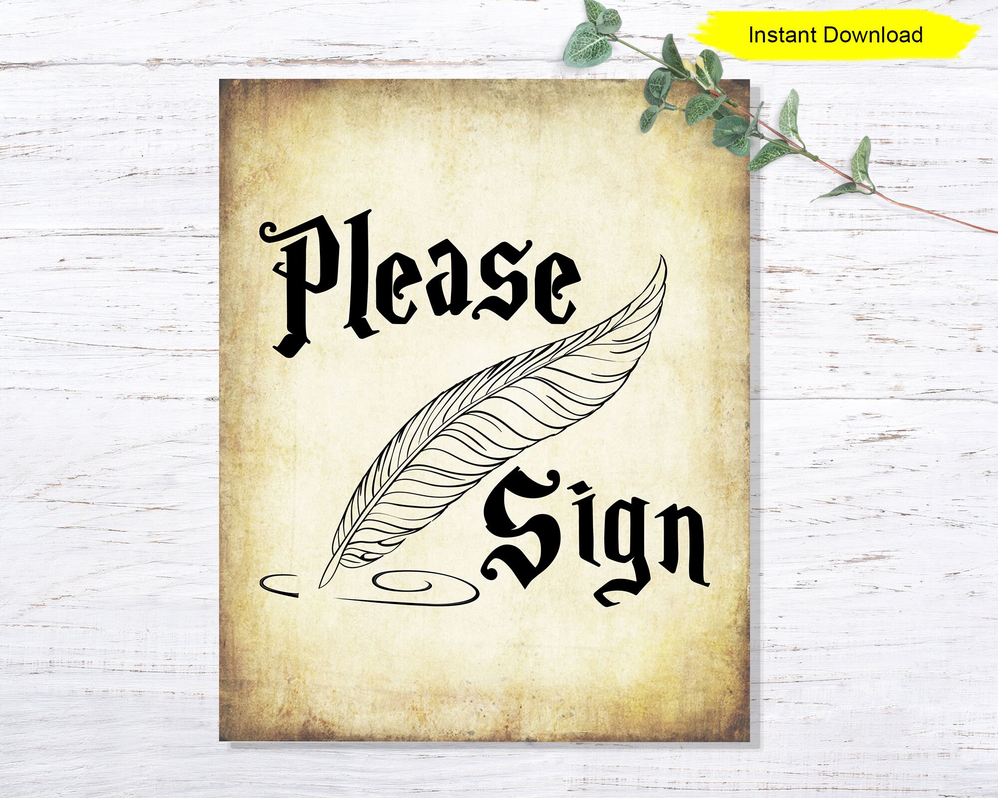 Antique Please Sign - INSTANT DOWNLOAD - Bridal Shower Party Wedding ...