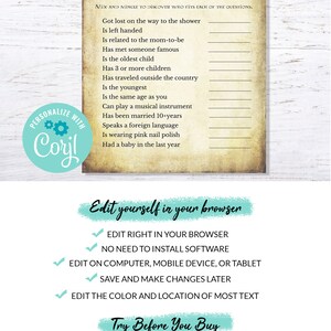 Find The Guest Game INSTANT DOWNLOAD printable digital baby shower antique gothic wizard corjl editable image 4