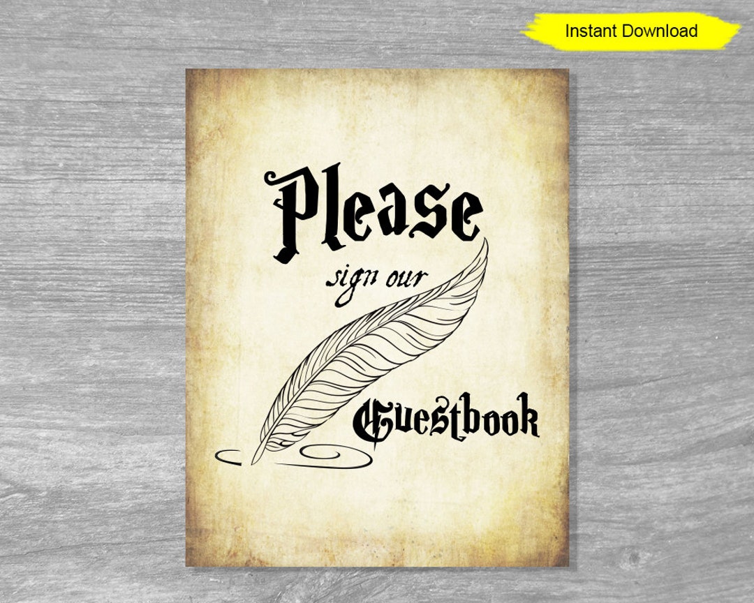 Please Sign Our Guestbook Printable Halloween Gothic Wedding 