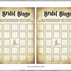 Wizard Bridal Bingo game INSTANT DOWNLOAD bridal shower bachelor bachelorette party printable digital magic magical halloween image 3