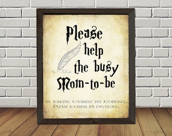 Antique Addressee Sign - INSTANT DOWNLOAD - baby shower party printable digital help the mom to be envelope guest book thank you halloween