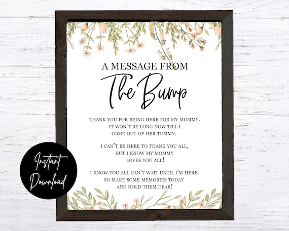 BOHO Chic A Message From The Bump - INSTANT DOWNLOAD - baby shower ...
