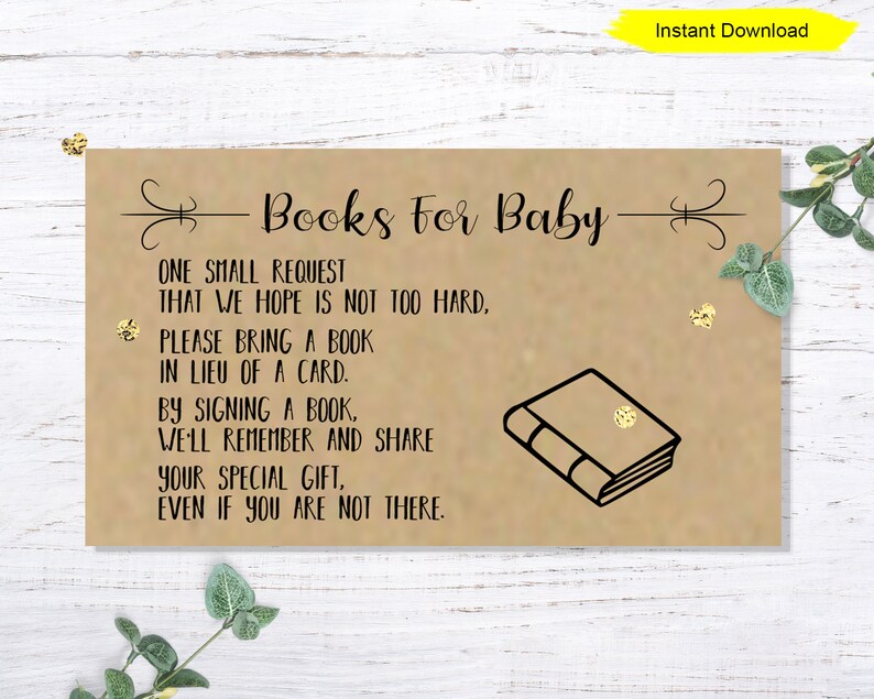Books for Baby Invitation Insert INSTANT DOWNLOAD Etsy