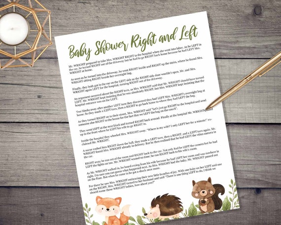 Woodland Animals Right and Left Game INSTANT DOWNLOAD - Etsy Woodland Animals Right and Left Game INSTANT DOWNLOAD - Etsy