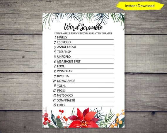 Christmas Word Scramble Game INSTANT DOWNLOAD Printable Digital Christmas Word Scramble Game INSTANT DOWNLOAD Printable Digital