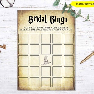 Wizard Bridal Bingo game INSTANT DOWNLOAD bridal shower bachelor bachelorette party printable digital magic magical halloween image 1