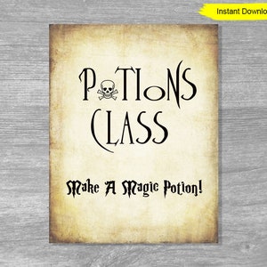Lezione di pozioni - Crea una pozione magica! - cartello di carta antico - DOWNLOAD IMMEDIATO - festa di compleanno stampabile digitale magia Halloween