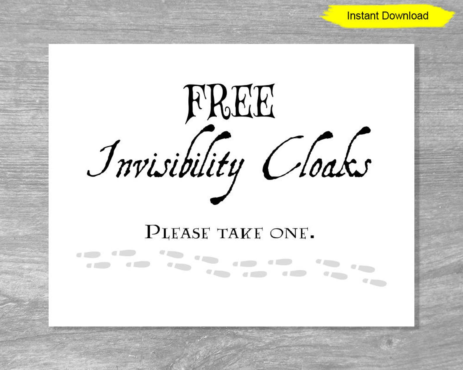 Free Invisibility Cloaks Sign INSTANT DOWNLOAD digital | Etsy