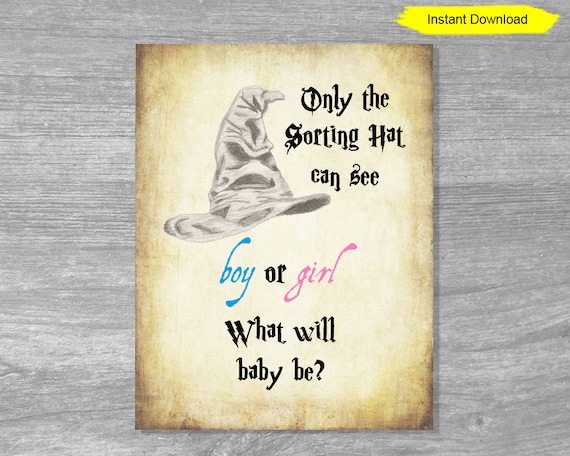 Sorting Hat Gender Reveal Sign INSTANT DOWNLOAD Baby Shower Gender 