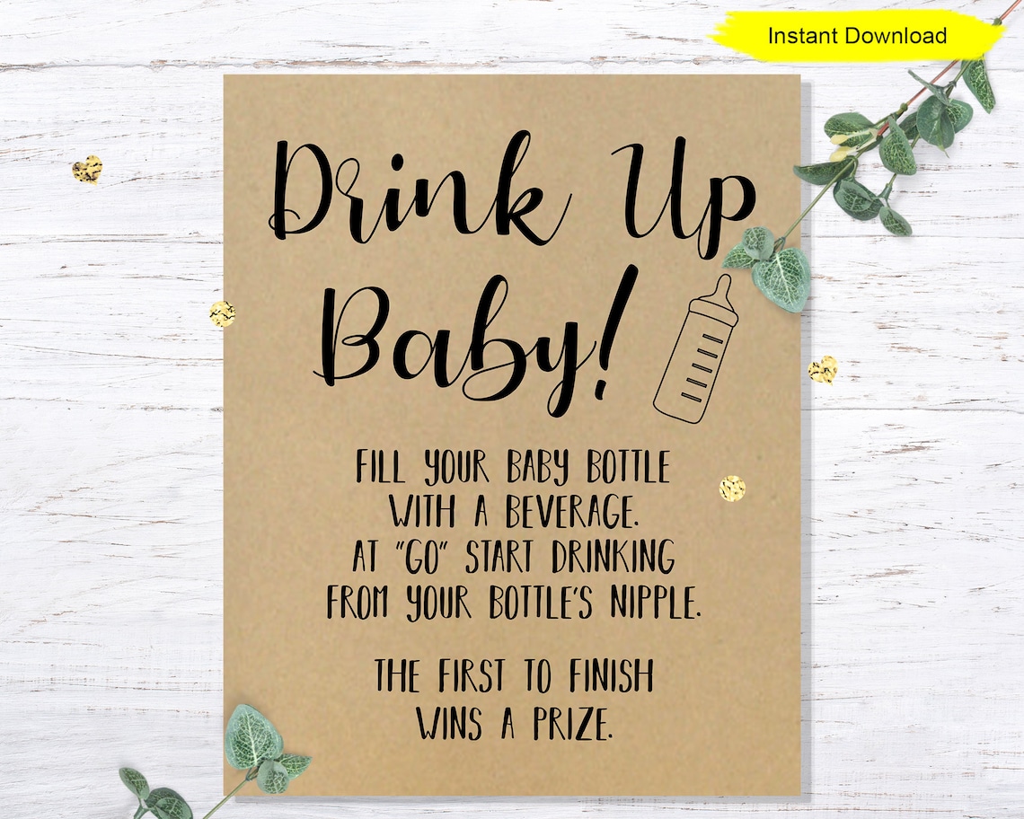 Bottle Chug Baby Shower Game INSTANT DOWNLOAD Printable Etsy