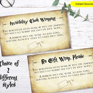No gift wrap please Invitation Insert - INSTANT DOWNLOAD - printable digital Baby Shower invite card display shower wizard invisibility