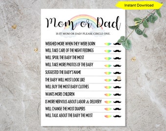 Mom or Dad Baby Shower Game INSTANT DOWNLOAD Printable | Etsy