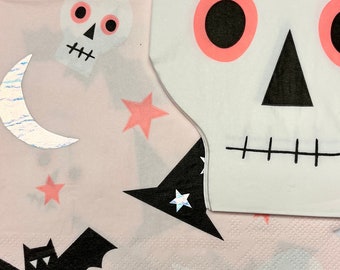 Halloween Napkins - Skull, Bat, Ghost Designs, Set of 10