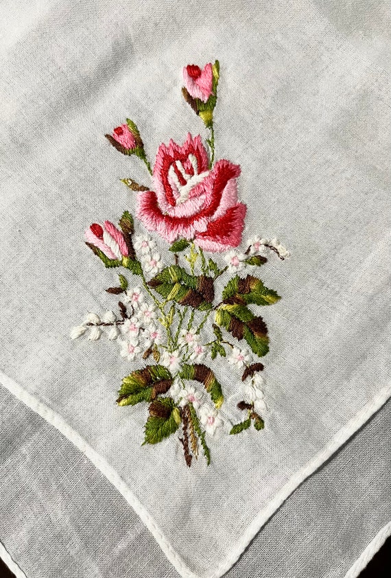 Vintage Handkerchiefs, Embroidered Handkerchiefs, 