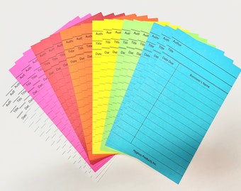 Multi-Colored Library Cards, Journal Ephemera, Paper Crafting (21pc)