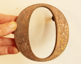 Vintage letter O - Art Deco metal letter early vintage O Industrial Signage authentic shabby chic Shop Advertising Sign Font Lettering