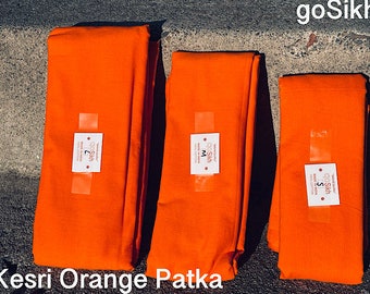 3 Kesri Orange Sikh Patkas for sikh kids - available in 3 sizes.