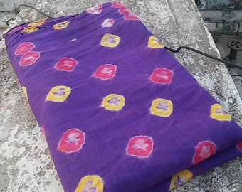 Hand made Rajasthani Bandhej Scarf - Purple big circles