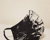 Face Mask Black White Paint Splatters Retro 100 Cotton Reusable with Filter Pocket and Nose Wire, Allergy Mask, Dust Mask, Breathable Mask
