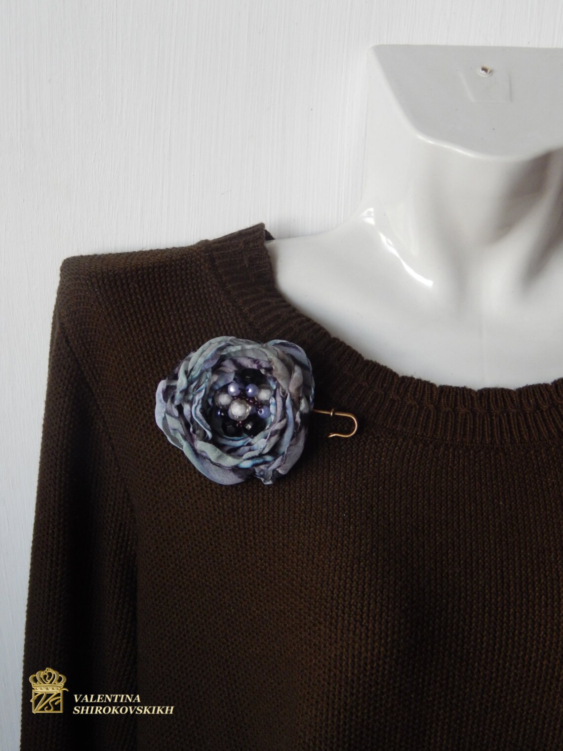 Silk flower. Brooch Silk. Brooch handmade Etsy