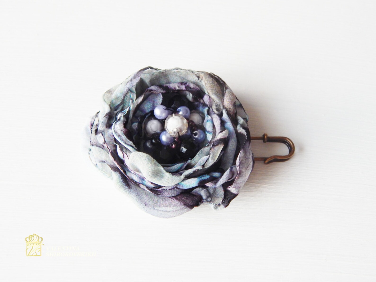 Silk flower. Brooch Silk. Brooch handmade Etsy