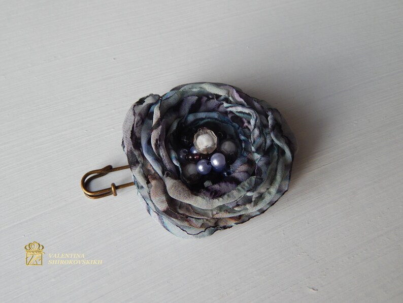 Silk flower. Brooch Silk. Brooch handmade Etsy