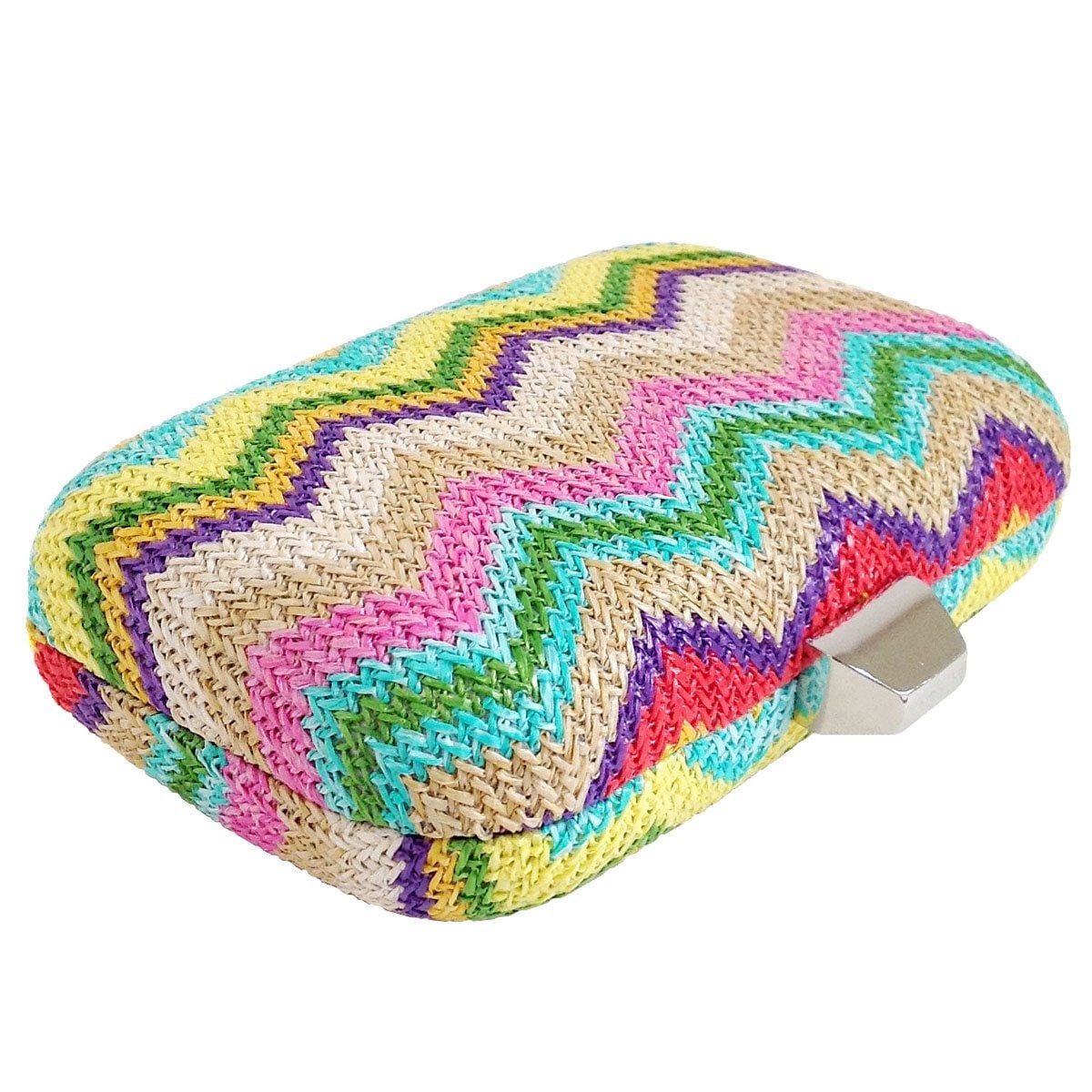 Multicolored Chevron Raffia Straw Box Clutch | Etsy