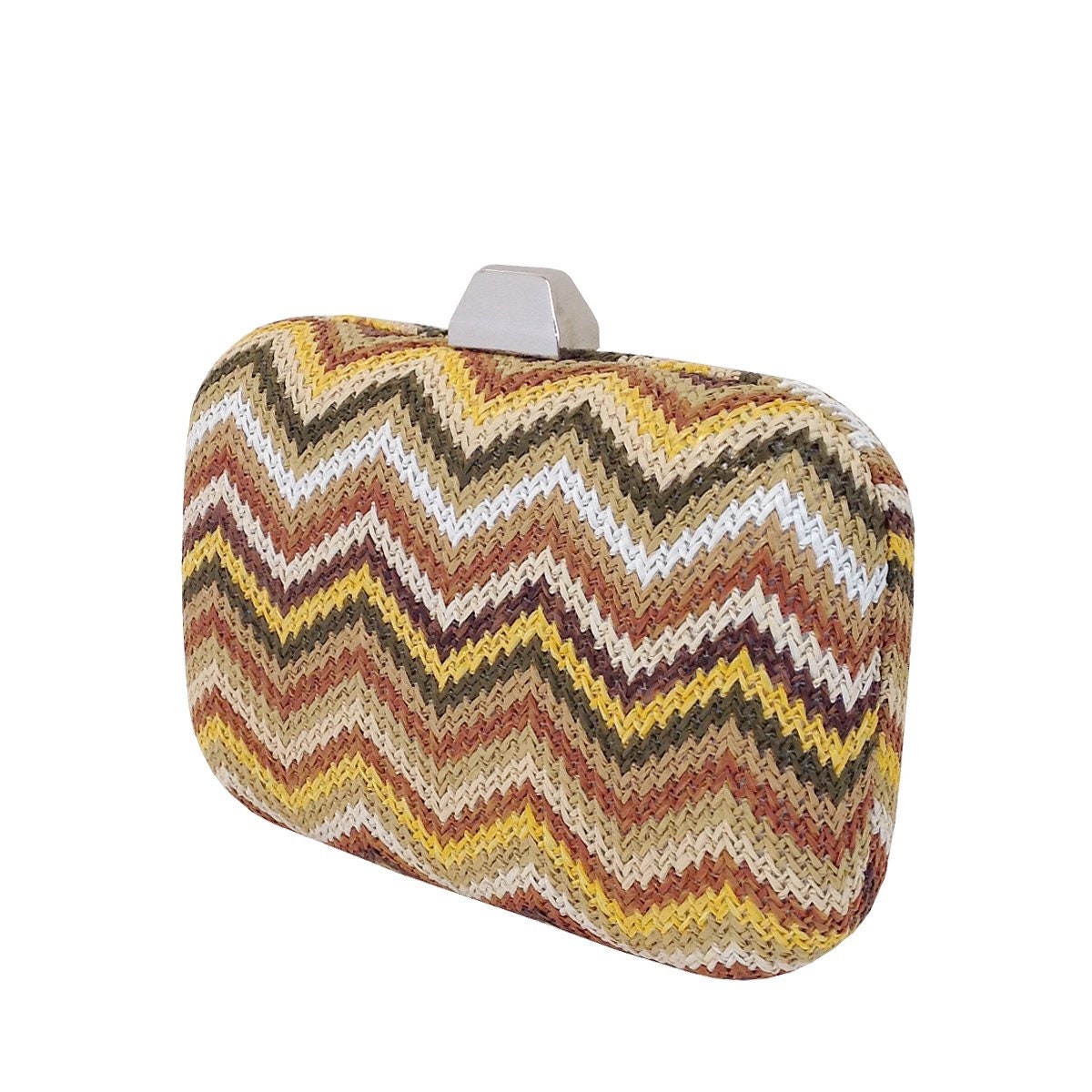 Multicolored Chevron Raffia Straw Box Clutch | Etsy