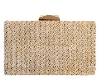 Natural Straw Box Clutch