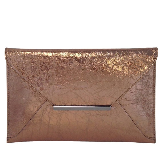 rose gold envelope clutch