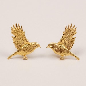 Gold earrings, bird earrings, bird stud earrings, dainty earrings set, ukrainian jewelry, gold earrings woman, gilding