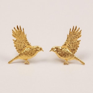 Bird Stud Earrings, Cute Dainty Bird Earrings, Ukrainian Jewelry, Gold Plated Earrings Woman, Jewelry Gift for Women, Golden Bird Jewelry