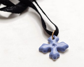 Flower porcelain dainty everyday necklace| Ukrainian handmade jewelry| Gift for her