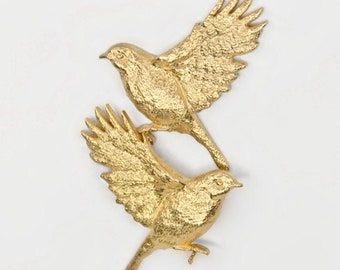 Pendientes de oro con forma de pájaro, inspirados en la naturaleza, joyería minimalista con motivos de pájaros, regalo para ella.