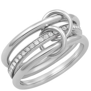 Silverring med flera lager, glittrande kubisk zirkonia i statement-stil, unik modern smyckesgåva
