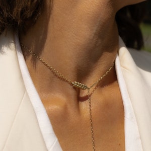 Golden Necklace Wheat Chain as a Mother&#39;s Day Gift, Minimalist Gilded Silver Necklace as a Wheat Charm, Women&#39;s Golden Necklace Gift for Mom
