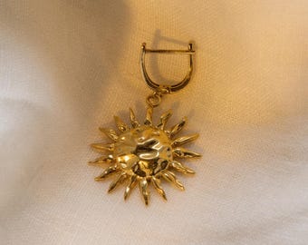 Handmade Sun Drop Earring, Celestial Single Jewelry, Sun Charm, Gift for Her