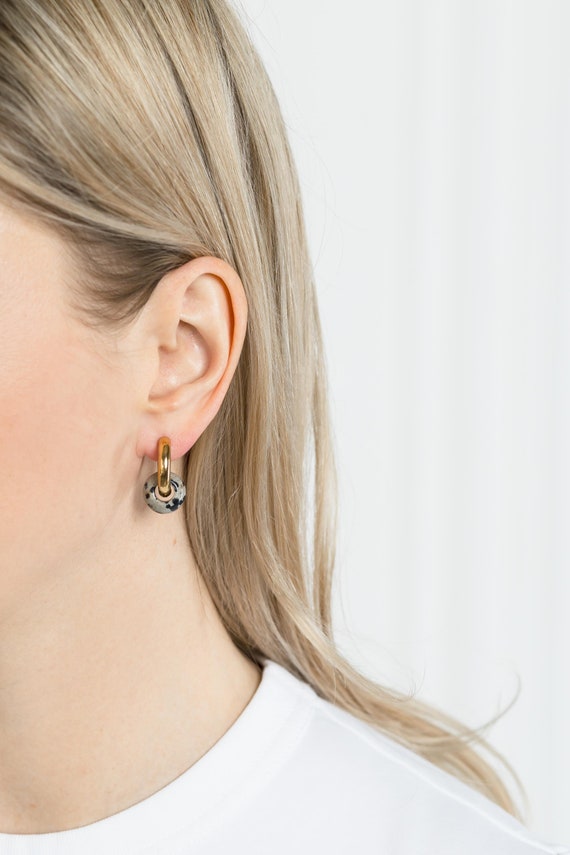 Hoop Earrings With Natural Stones as a Mother's Day Gift, Chunky