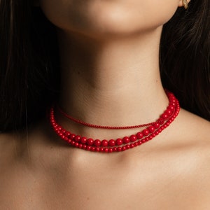 Red Corali Necklace, Red Coral Necklace, Red Bead Necklace made in Ukraine, Ukrainian Jewelry, Coral Ethnic Necklace, Coral Necklace Vintage