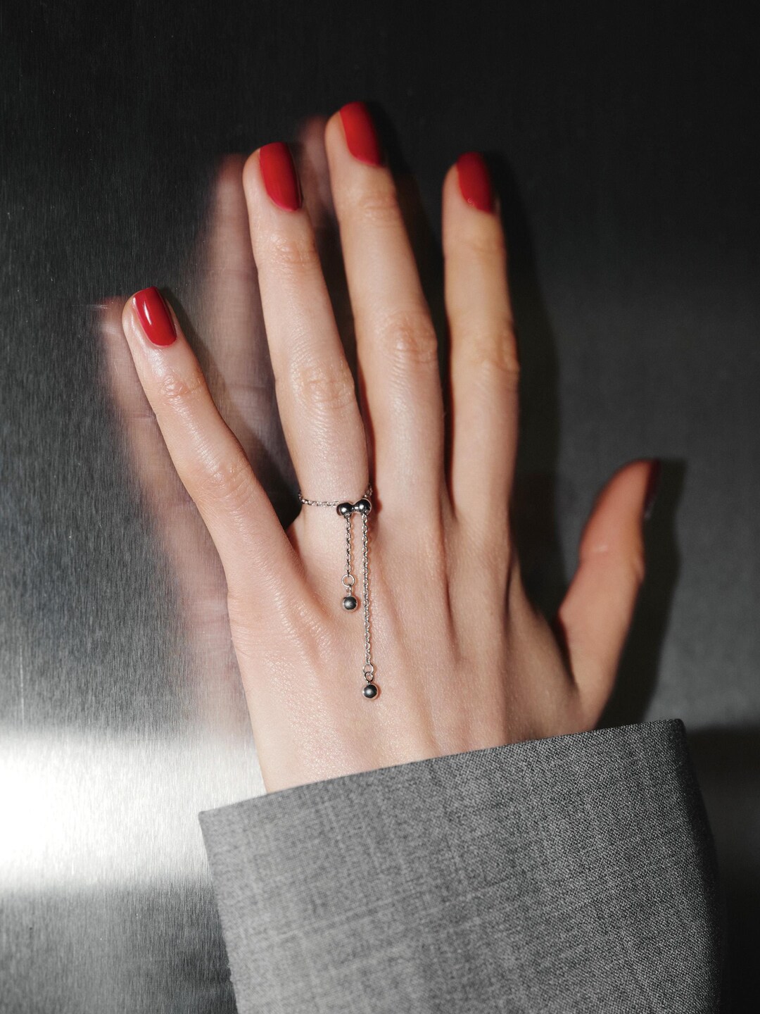 Transformable Ring Sterling Silver Transformable Chain Ring - Adjustable Dangle Charm - Etsy