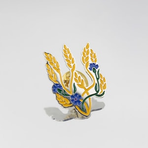 Ukrainischer Dreizack, Emaille-Pin, handgemachter Dreizack, Emaille-Pin, handgemachter Weizen-Pin, Ukrain-Schmuck