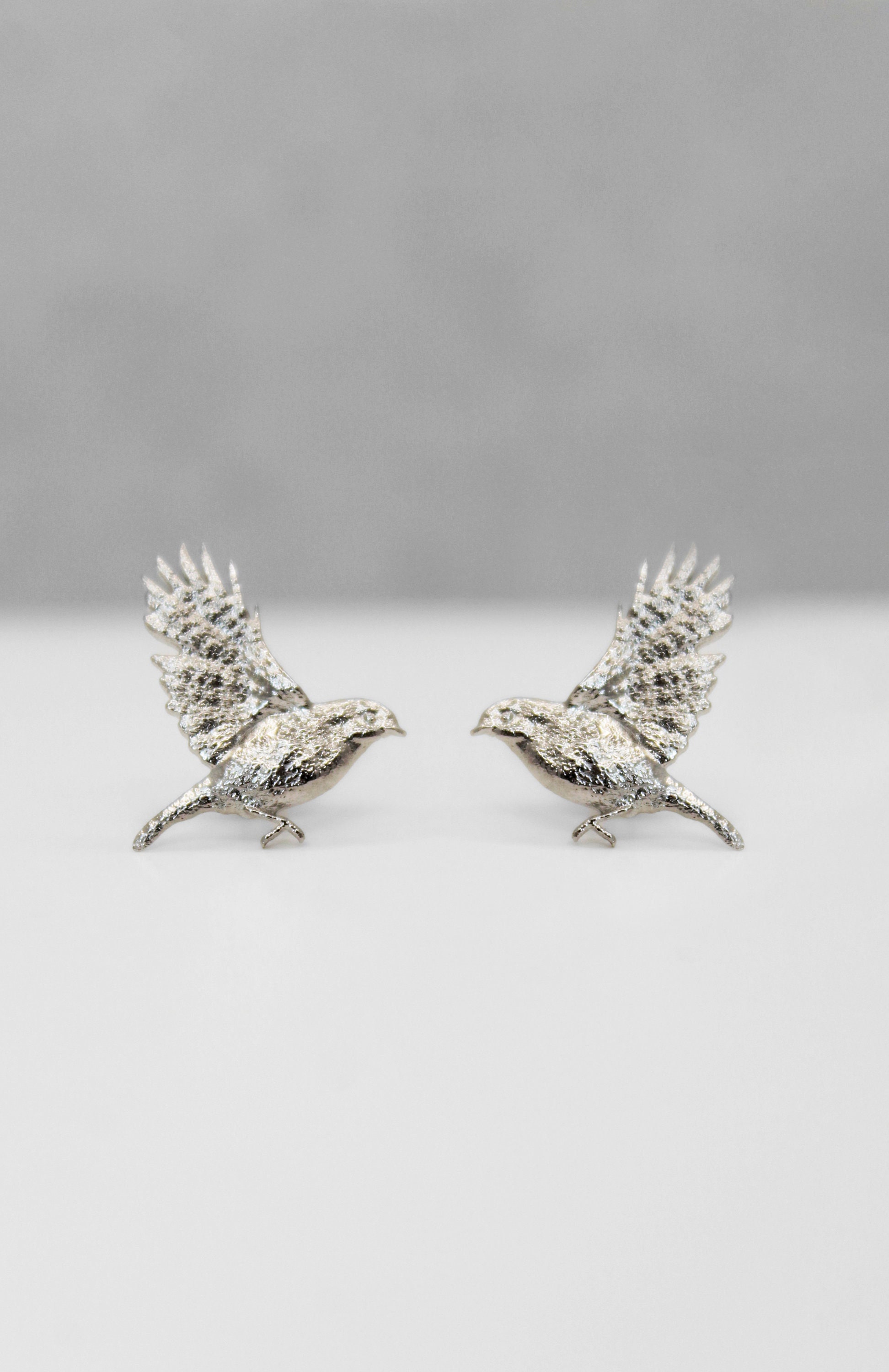 Bird Earrings Silver, Minimalist Sparrow Earrings for Her, Tiny Stud Earrings for Bird Lovers, Flying Bird Earrings for Pierced Ears
