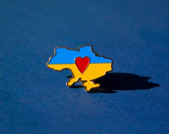 Enamel pin, ukraine map, ukraine flag, ukraine pin, stand with ukraine, lapel pin, flag pin, country pin, patriotic pins