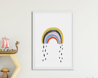 Scandinavian Nursery, Scandinavian Prints, Scandinavian Art, Nursery Wall Art, Nursery Decor, Scandi Kids, Scandinavian Nursery, Rainbow.