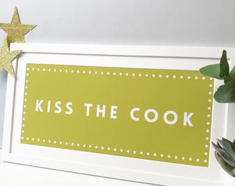 Kiss The Cook Kitchen Print - Pefect gift for a chef or family kitchen